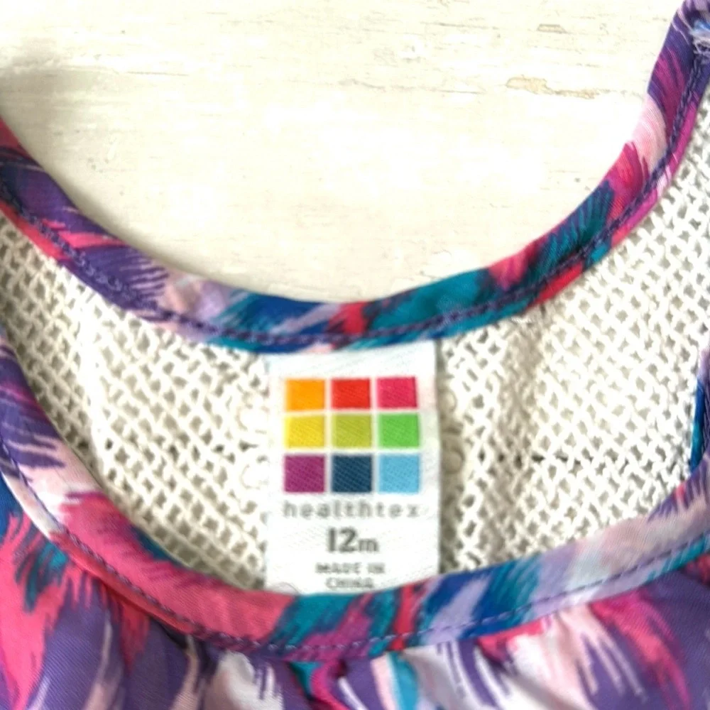 Baby Girl 12m Outfit Leggings Top Purple Blue Print Shirt Pants Set
